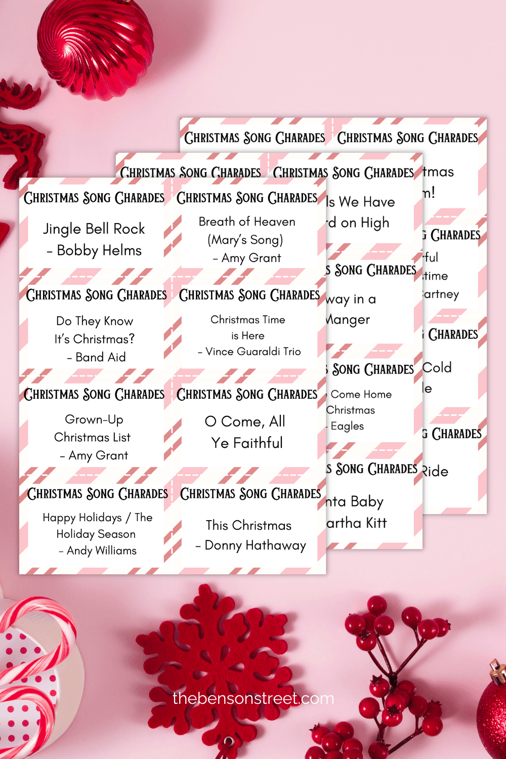 free christmas song charades printable cards: holiday game